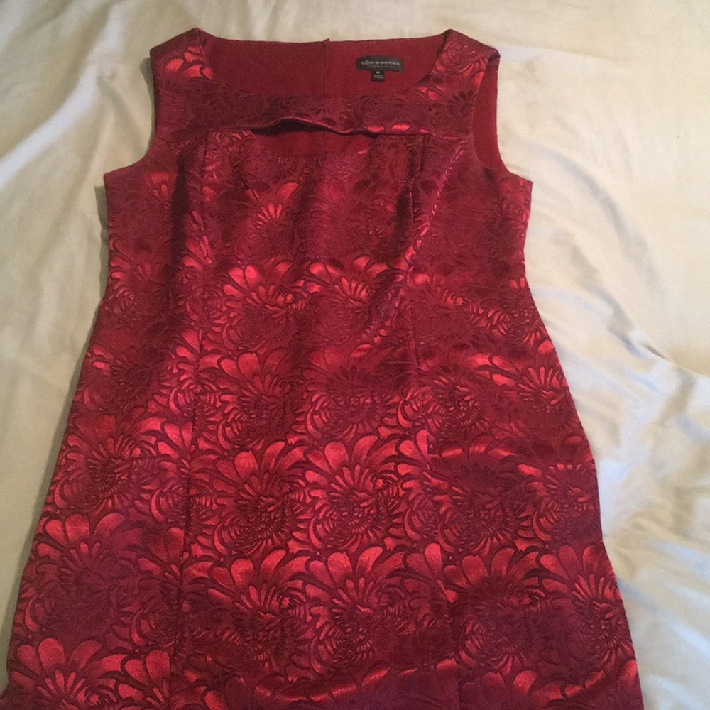Burgundy cocktail dress - sheath with cutout